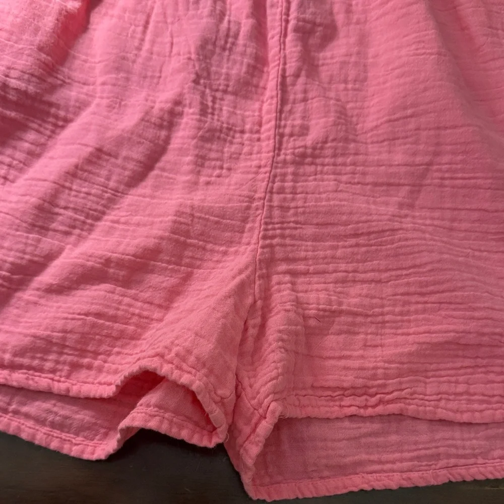 bobi High Waist Coral Pink Women's Shorts - Picture 6 of 7
